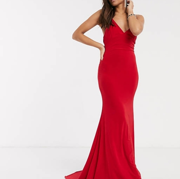 Club L London Petite cross back fishtail maxi dress - Picture 1 of 6